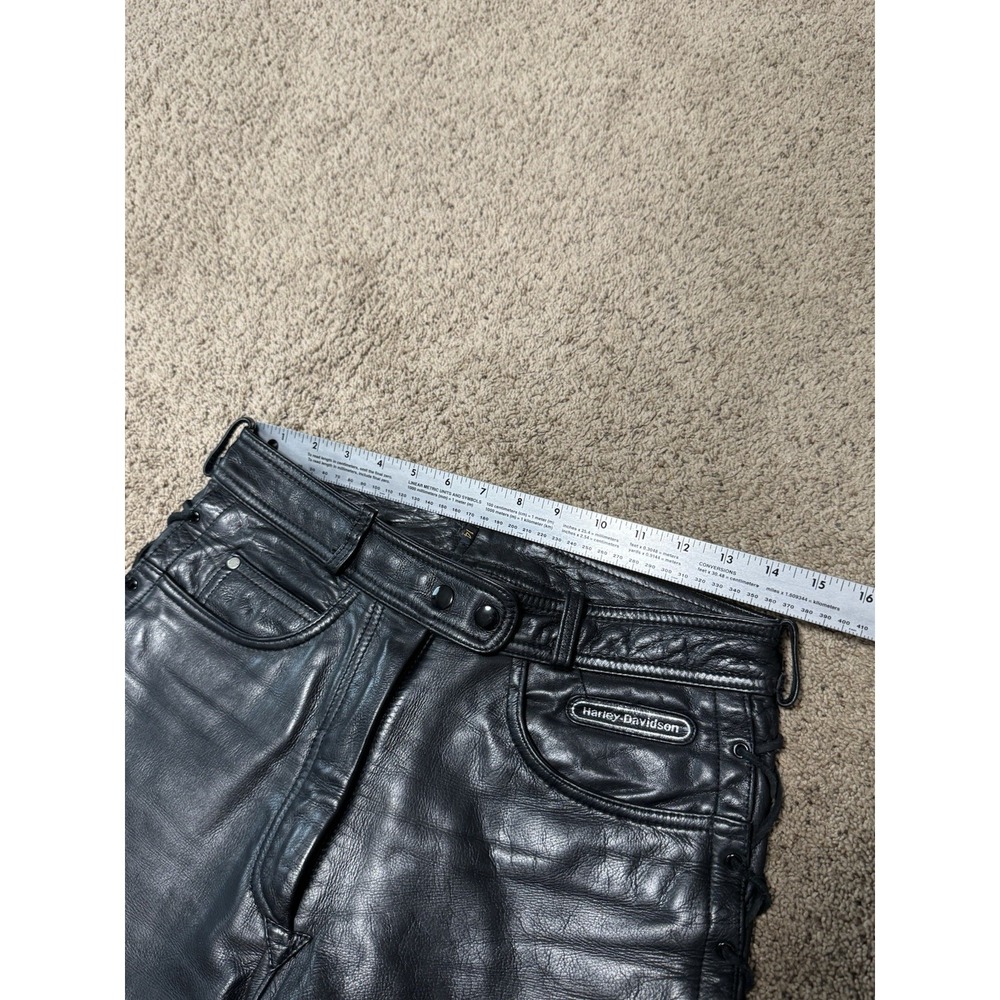 Vintage Harley Davidson Leather Pants Womens 14 Moto Braided Chaps Biker 80s 90s - Picture 4 of 11